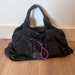 Bebe Sport Y2K Black and Pink Women's Duffle Bag Zippered Adjustable Strap